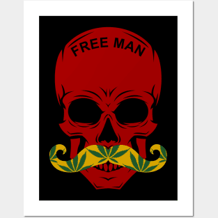 Rastafari skull illustration with cannabis Posters and Art